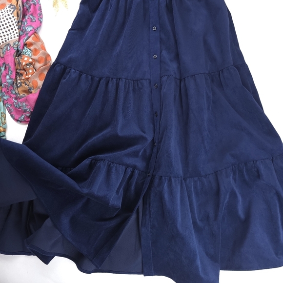 Crown Navy Blue Button-Up Maxi Dress Sz Xs - Picture 8 of 11